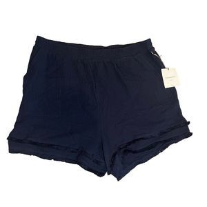 Cynthia Rowley Navy Paperbag Shorts Plus Size 2X Organic Cotton Pockets